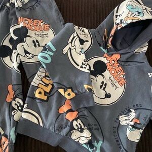 H&M Navy & Peach Mickey Mouse Kids Hoodie Set